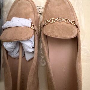 Talbots Andi Suede Espadrille Loafers with Gold Chain Accent